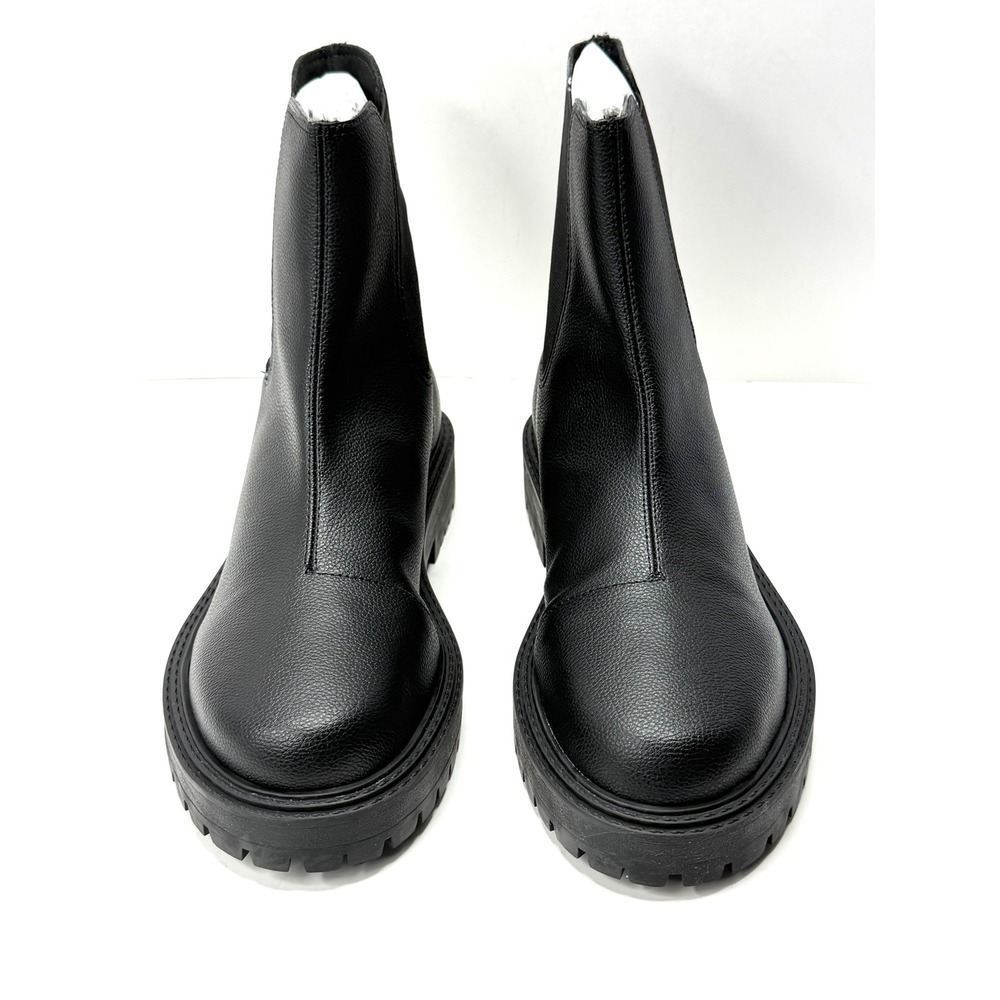 Women’s Black Combat Moto Boots - Sleek Platform Chelsea